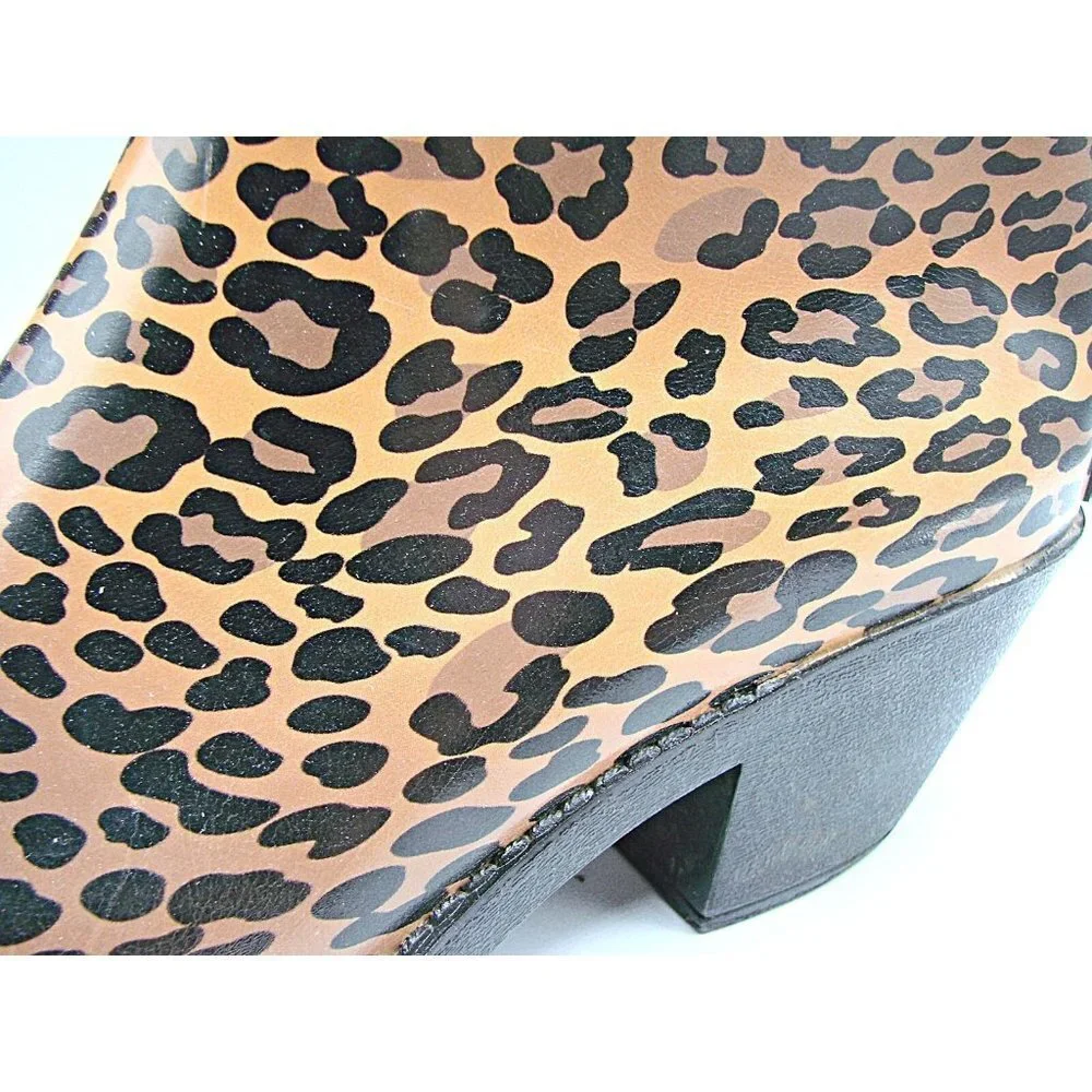CORKYS Womens Girls Black Brown Leopard Print Cowgirl Ankle Rainboots Size US 5